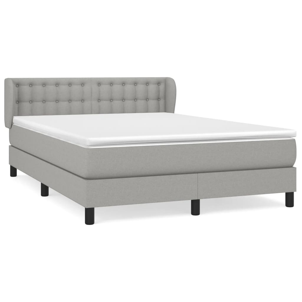 Boxspring met matras stof lichtgrijs 140x200 cm Bedden & bedframes | Creëer jouw Trendy Thuis | Gratis bezorgd & Retour | Trendy.nl