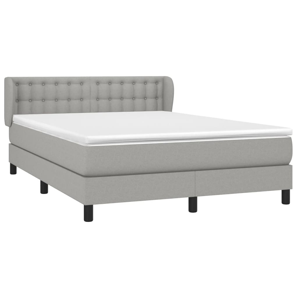 Boxspring met matras stof lichtgrijs 140x200 cm Bedden & bedframes | Creëer jouw Trendy Thuis | Gratis bezorgd & Retour | Trendy.nl