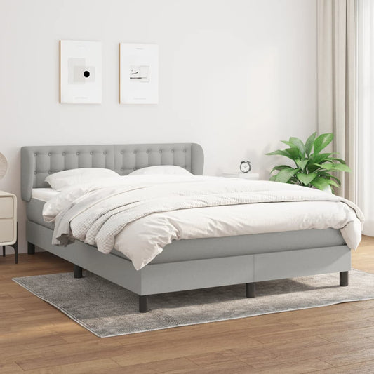 Boxspring met matras stof lichtgrijs 140x200 cm Bedden & bedframes | Creëer jouw Trendy Thuis | Gratis bezorgd & Retour | Trendy.nl