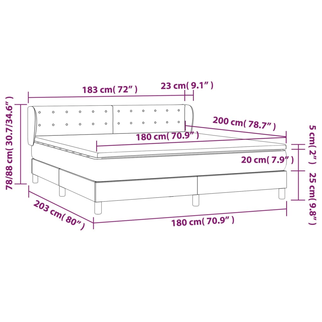 Boxspring met matras stof blauw 180x200 cm