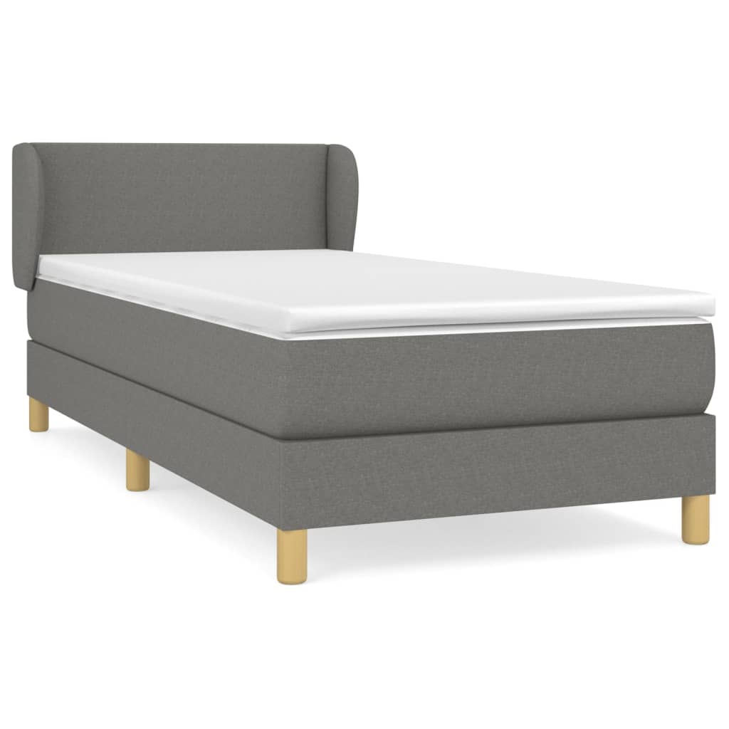 Boxspring met matras stof donkergrijs 90x190 cm Bedden & bedframes | Creëer jouw Trendy Thuis | Gratis bezorgd & Retour | Trendy.nl