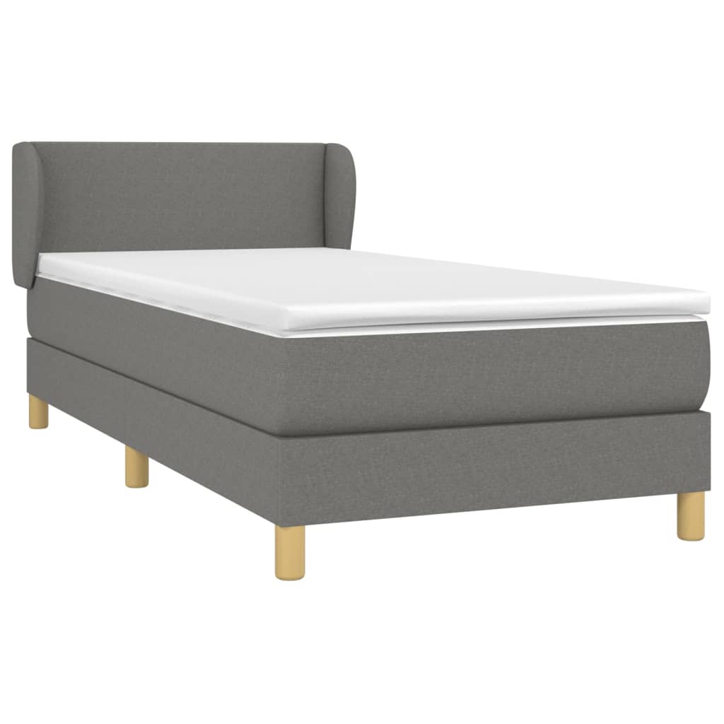 Boxspring met matras stof donkergrijs 90x190 cm Bedden & bedframes | Creëer jouw Trendy Thuis | Gratis bezorgd & Retour | Trendy.nl