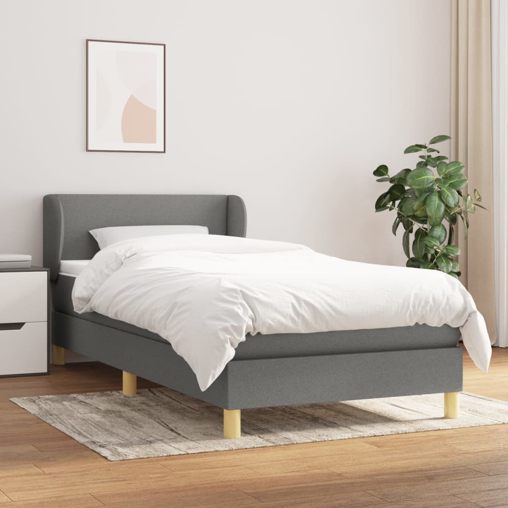 Boxspring met matras stof donkergrijs 90x190 cm Bedden & bedframes | Creëer jouw Trendy Thuis | Gratis bezorgd & Retour | Trendy.nl