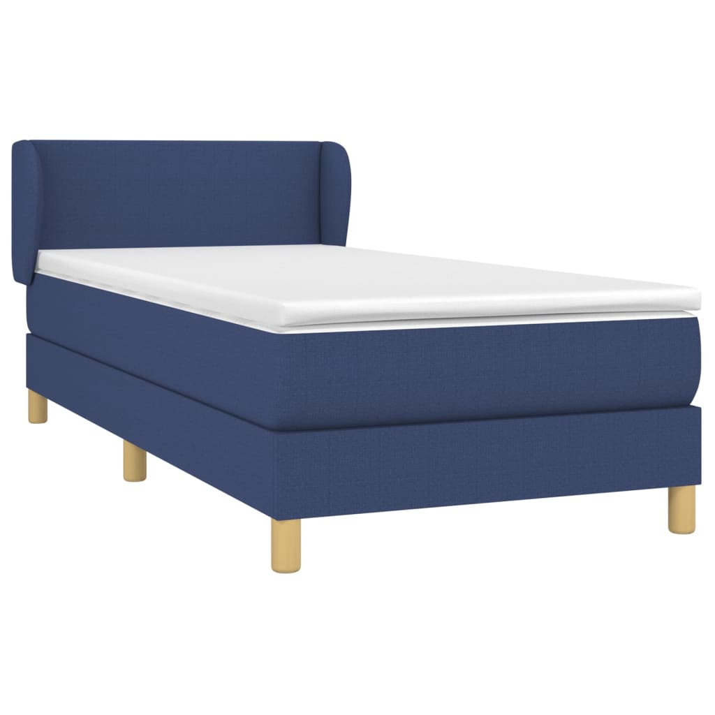 Boxspring met matras stof blauw 90x190 cm