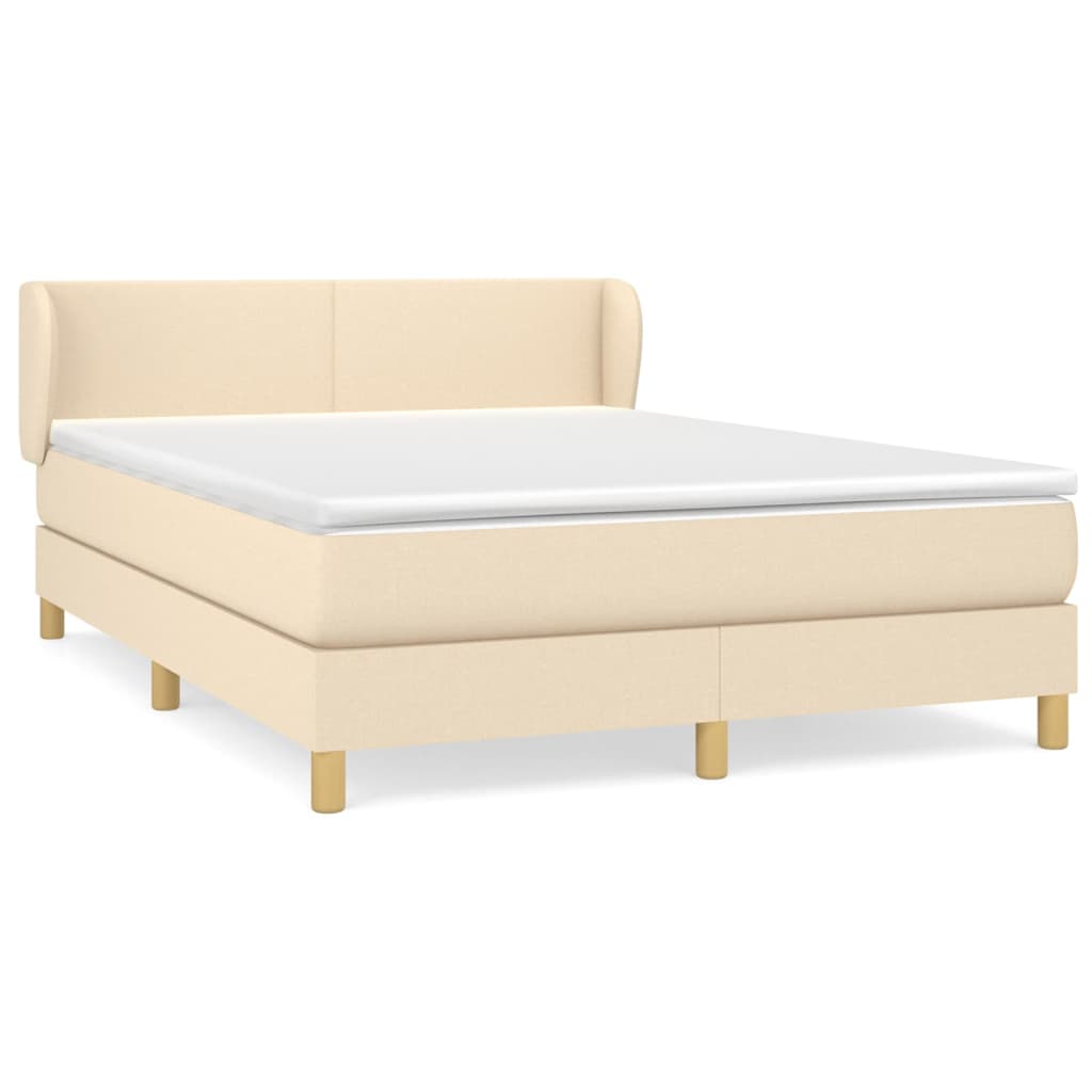 Boxspring met matras stof crèmekleurig 140x190 cm