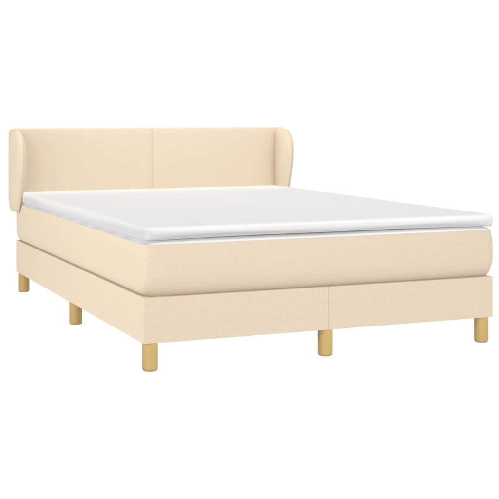 Boxspring met matras stof crèmekleurig 140x190 cm