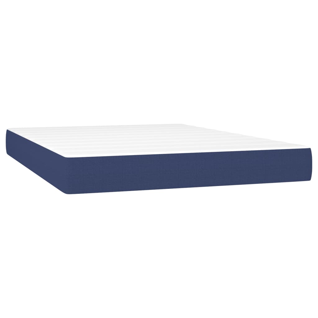 Boxspring met matras stof blauw 140x200 cm