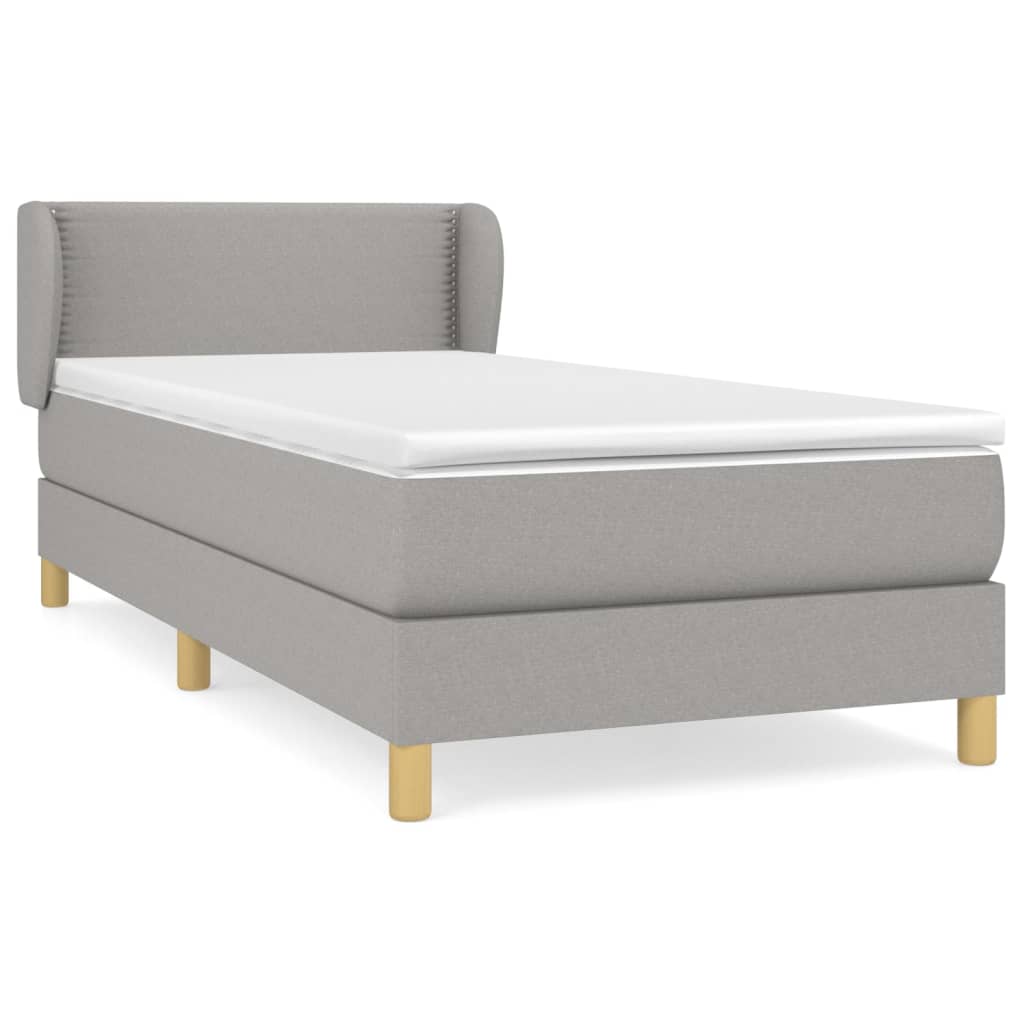 Boxspring met matras stof lichtgrijs 90x190 cm Bedden & bedframes | Creëer jouw Trendy Thuis | Gratis bezorgd & Retour | Trendy.nl