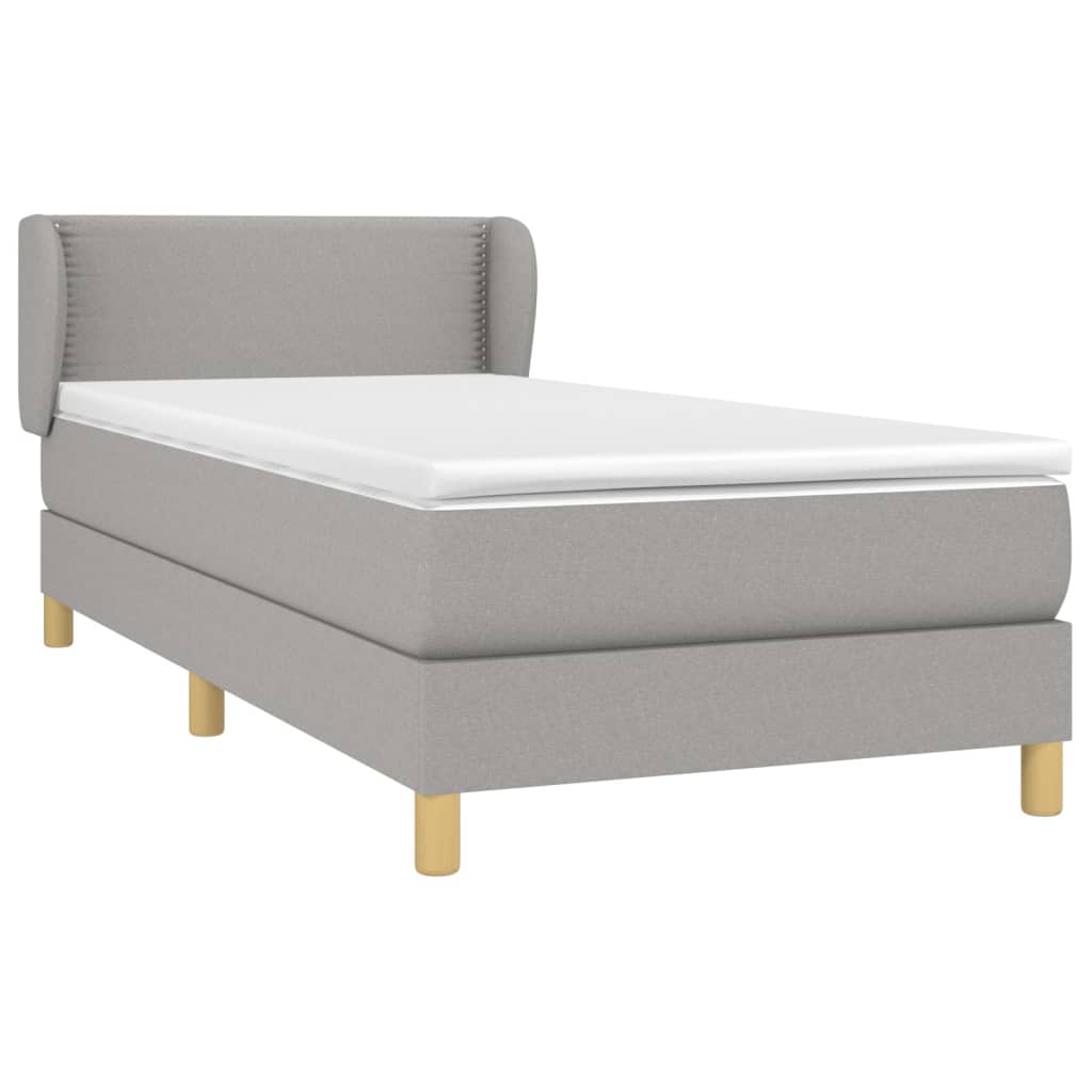 Boxspring met matras stof lichtgrijs 90x190 cm Bedden & bedframes | Creëer jouw Trendy Thuis | Gratis bezorgd & Retour | Trendy.nl