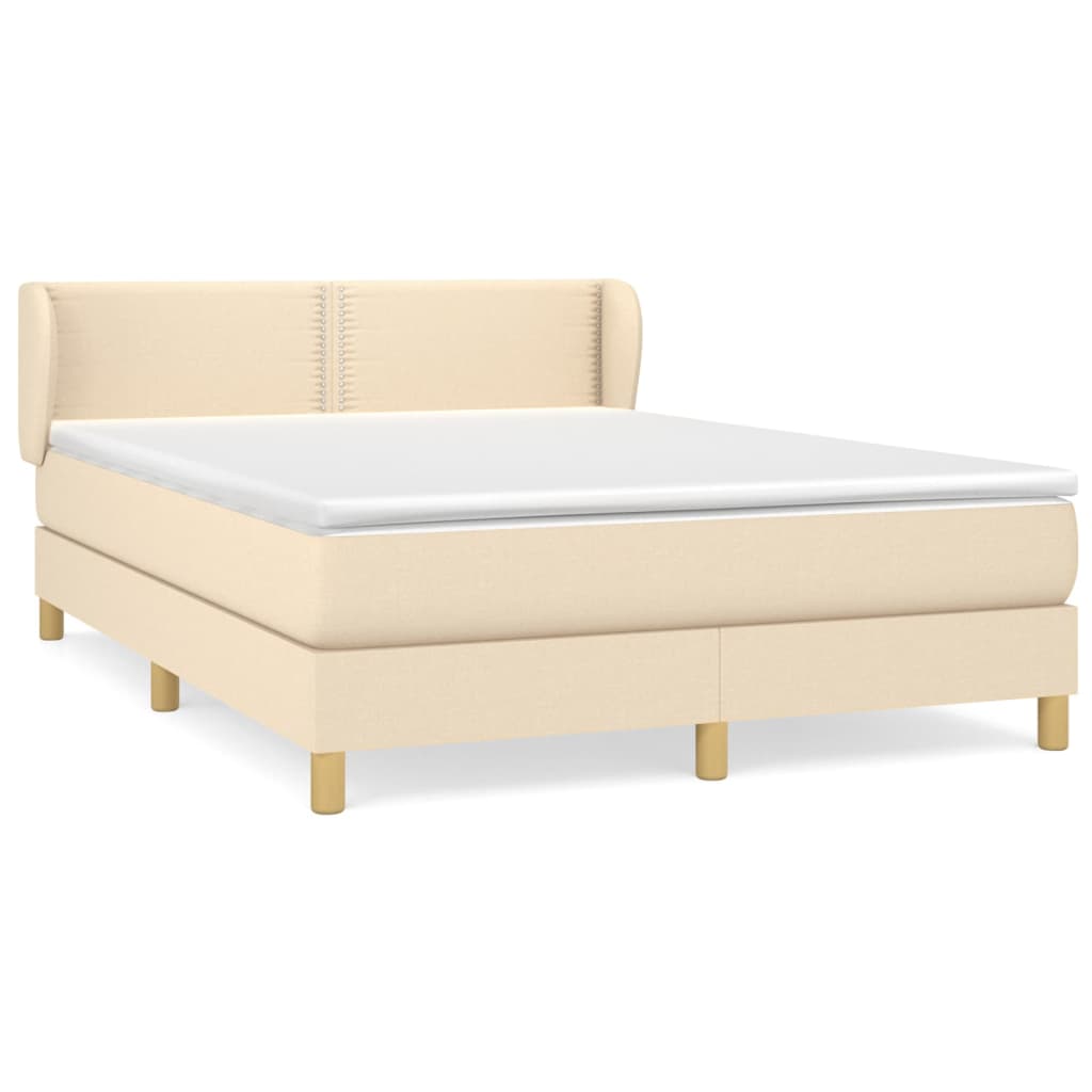 Boxspring met matras stof crèmekleurig 140x190 cm