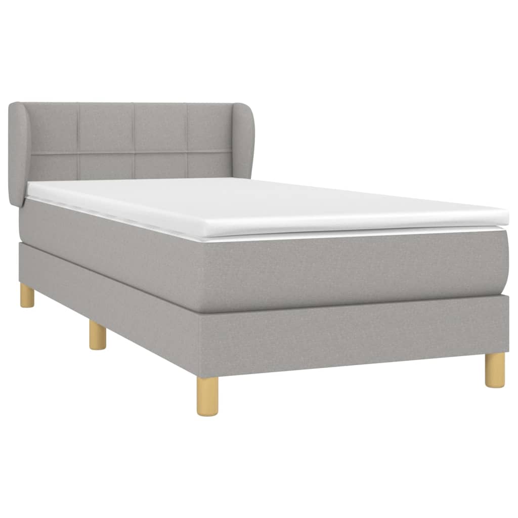 Boxspring met matras stof lichtgrijs 90x190 cm