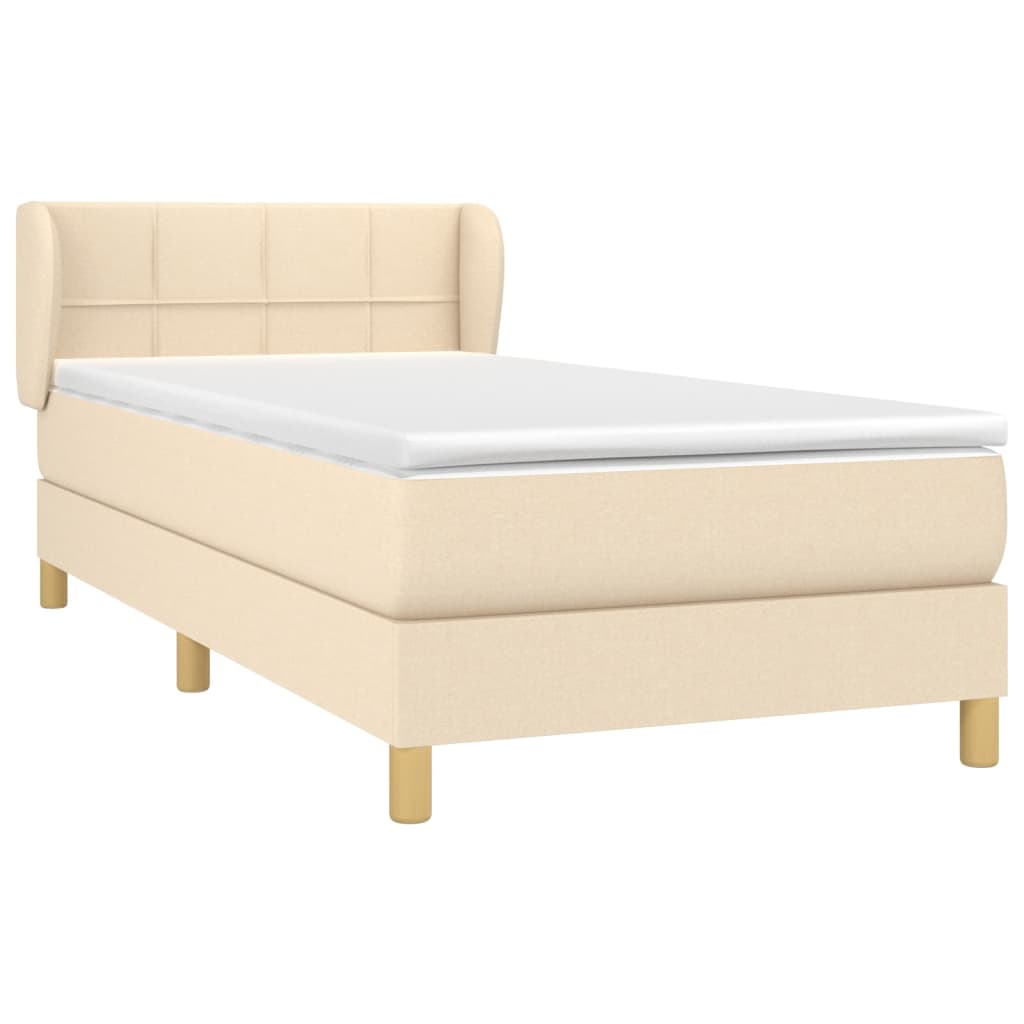 Boxspring met matras stof crèmekleurig 90x190 cm