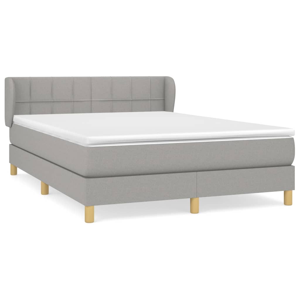 Boxspring met matras stof lichtgrijs 140x190 cm Bedden & bedframes | Creëer jouw Trendy Thuis | Gratis bezorgd & Retour | Trendy.nl