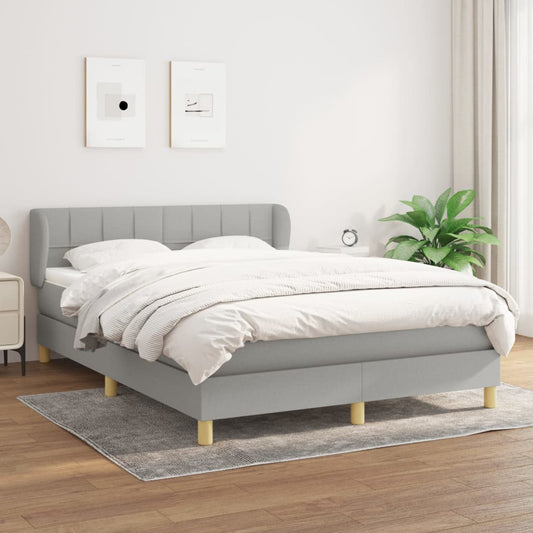 Boxspring met matras stof lichtgrijs 140x190 cm Bedden & bedframes | Creëer jouw Trendy Thuis | Gratis bezorgd & Retour | Trendy.nl