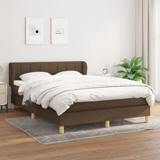 Boxspring met matras stof donkerbruin 140x190 cm