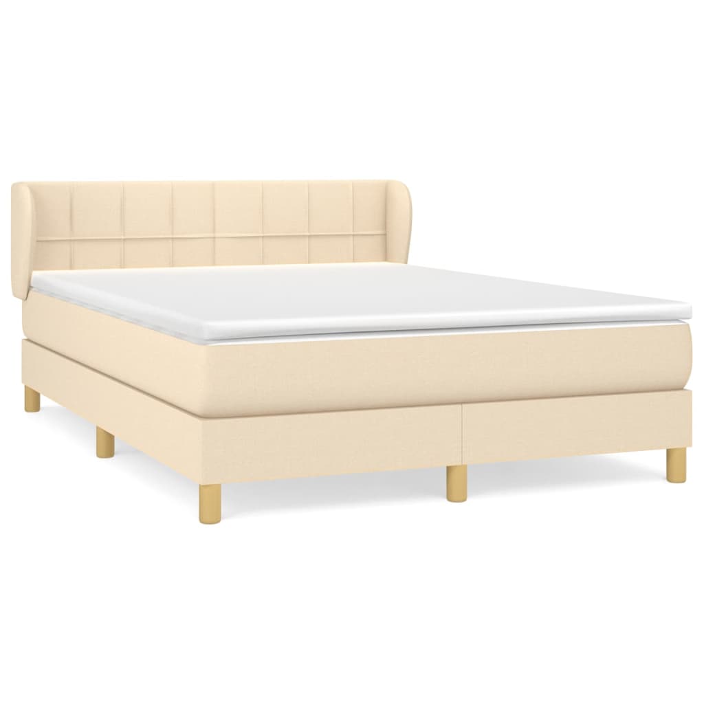 Boxspring met matras stof crèmekleurig 140x190 cm