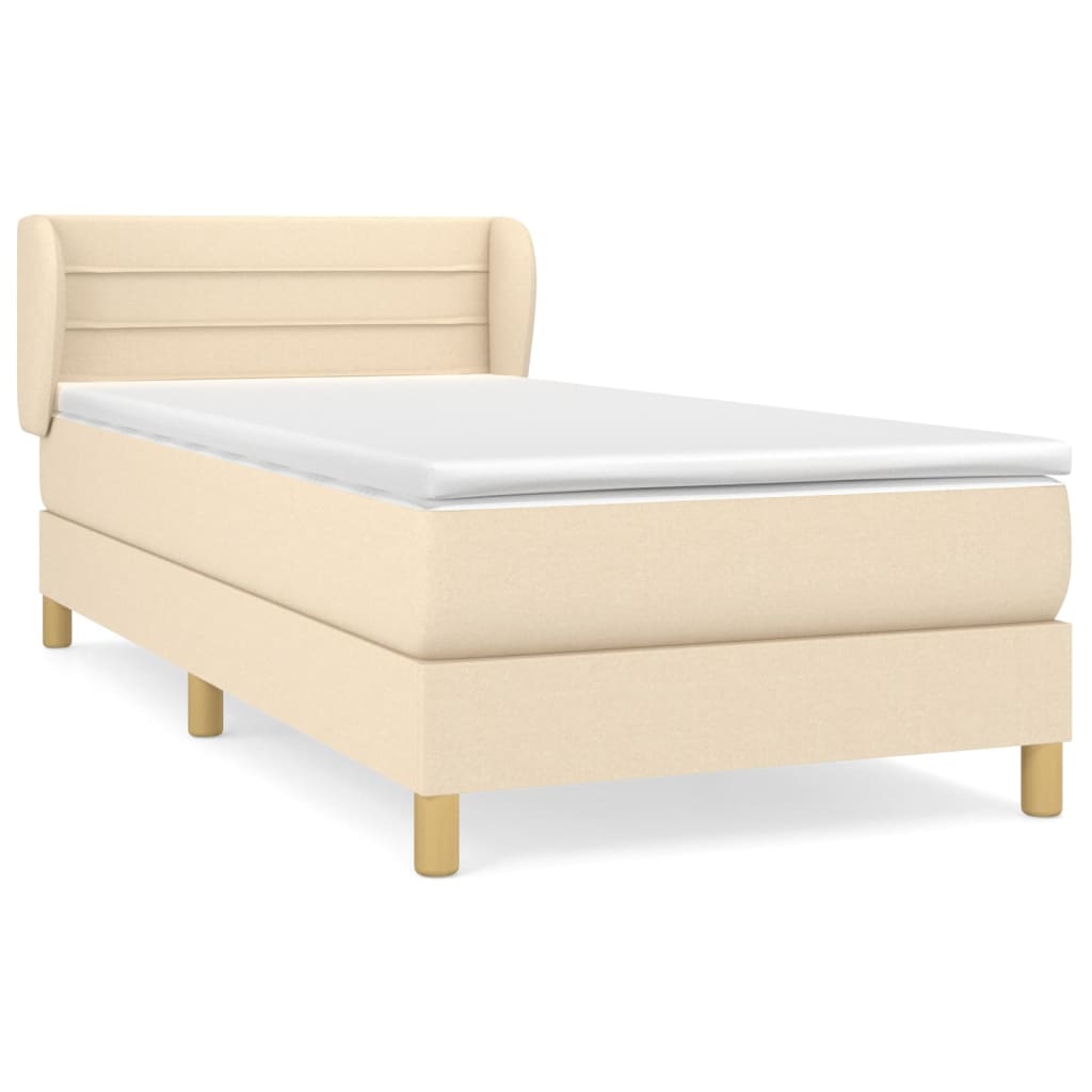 Boxspring met matras stof crèmekleurig 90x190 cm