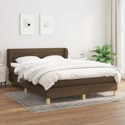 Boxspring met matras stof donkerbruin 140x200 cm