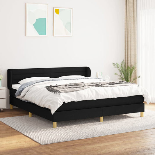 Boxspring met matras stof zwart 160x200 cm Bedden & bedframes | Creëer jouw Trendy Thuis | Gratis bezorgd & Retour | Trendy.nl