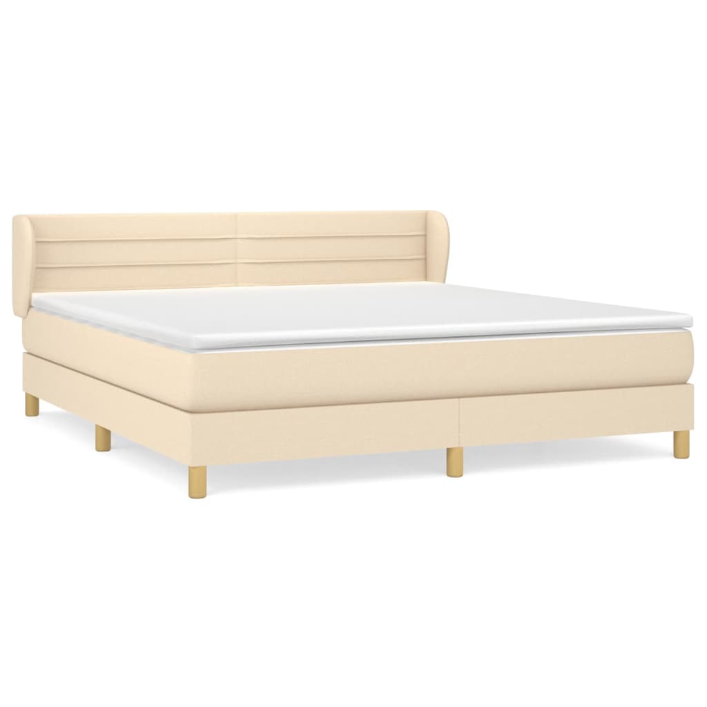 Boxspring met matras stof crèmekleurig 180x200 cm