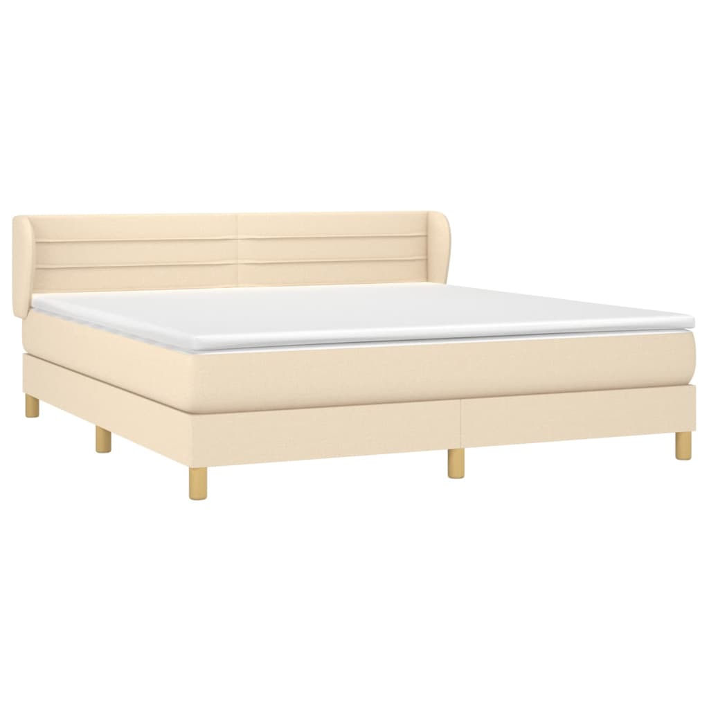 Boxspring met matras stof crèmekleurig 180x200 cm