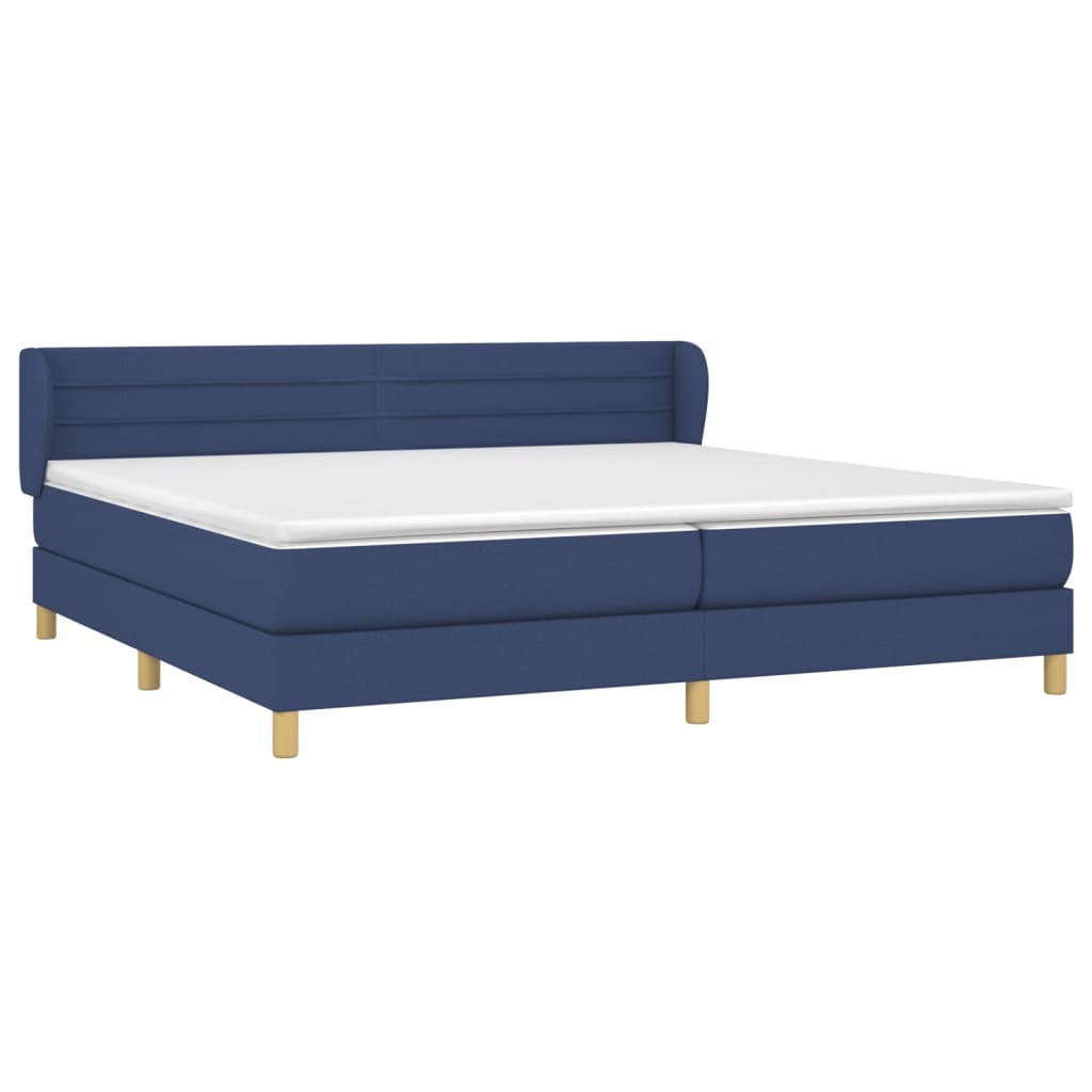 Boxspring met matras stof blauw 200x200 cm