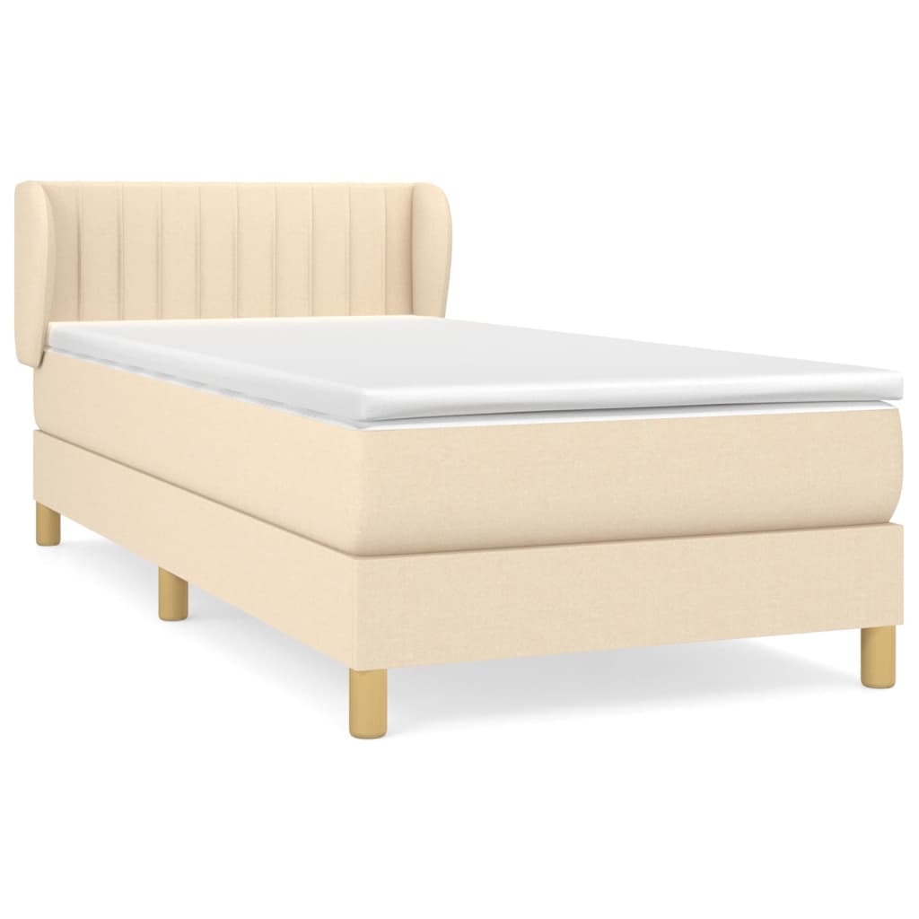 Boxspring met matras stof crèmekleurig 90x190 cm