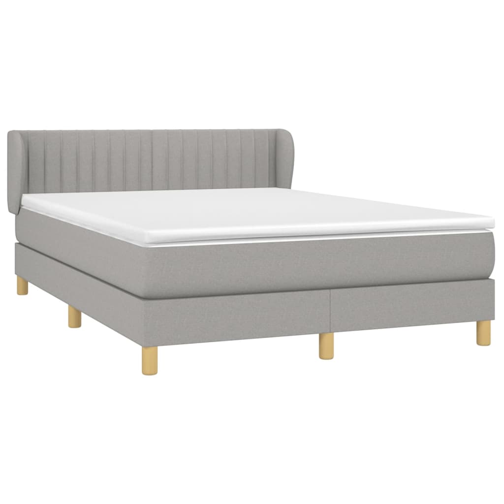 Boxspring met matras stof lichtgrijs 140x190 cm Bedden & bedframes | Creëer jouw Trendy Thuis | Gratis bezorgd & Retour | Trendy.nl