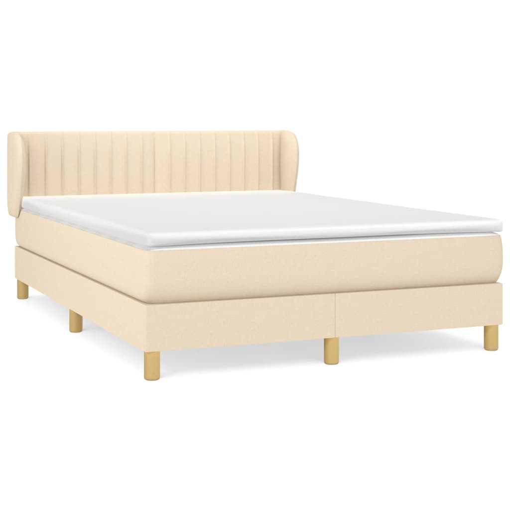 Boxspring met matras stof crèmekleurig 140x190 cm