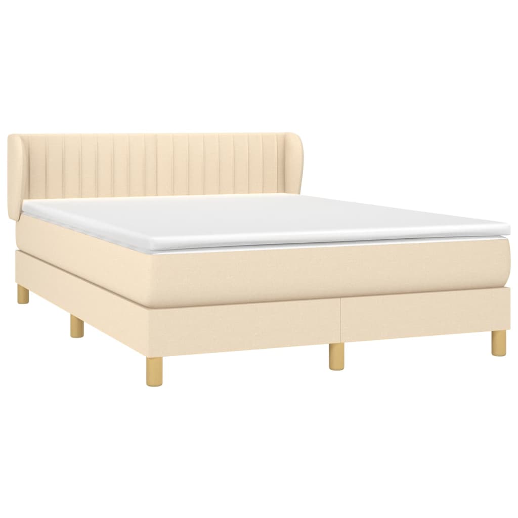 Boxspring met matras stof crèmekleurig 140x190 cm