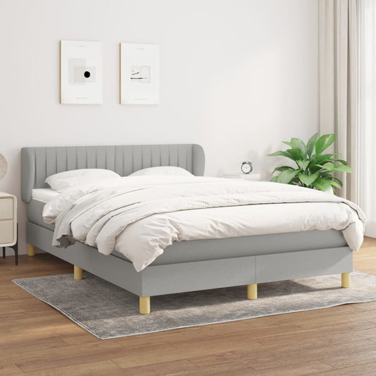 Boxspring met matras stof lichtgrijs 140x200 cm Bedden & bedframes | Creëer jouw Trendy Thuis | Gratis bezorgd & Retour | Trendy.nl