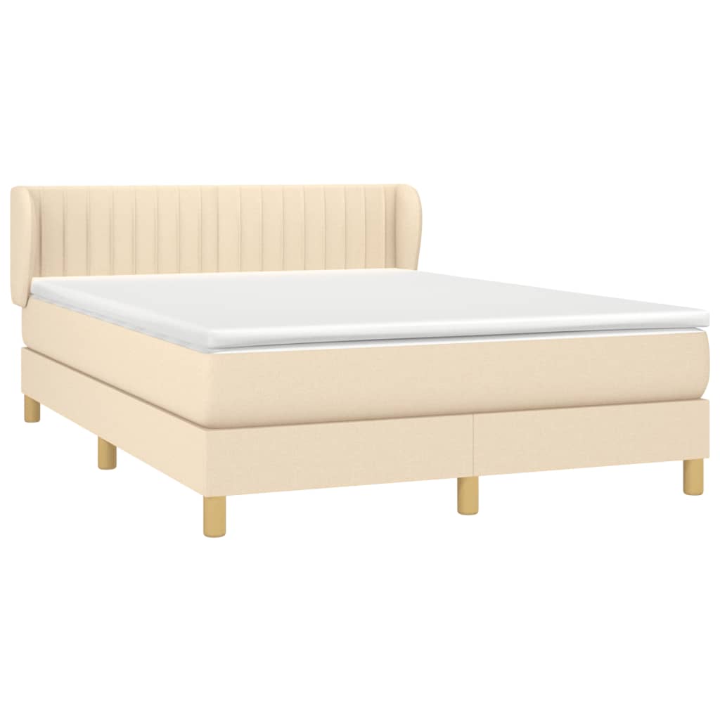 Boxspring met matras stof crèmekleurig 140x200 cm