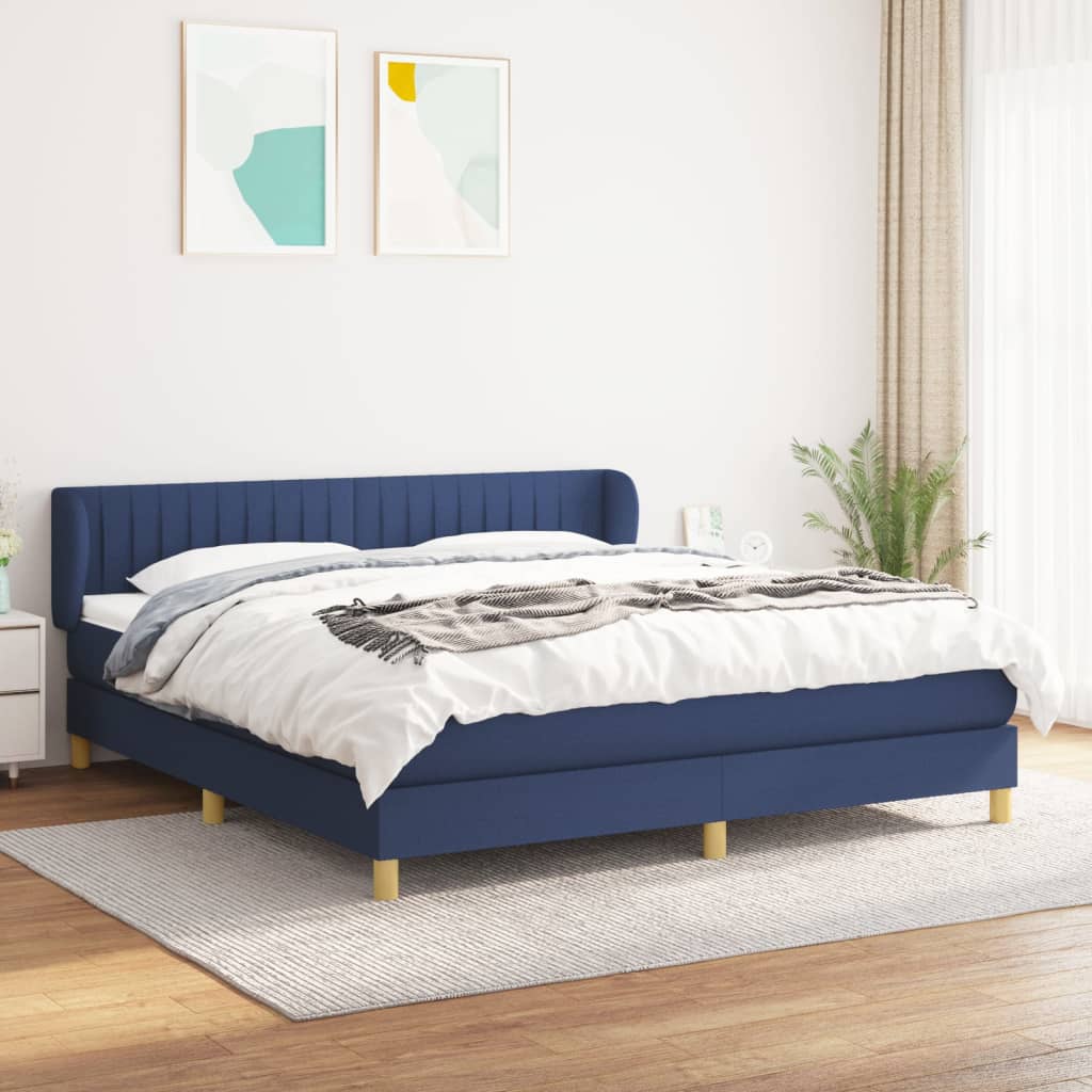 Boxspring met matras stof blauw 160x200 cm