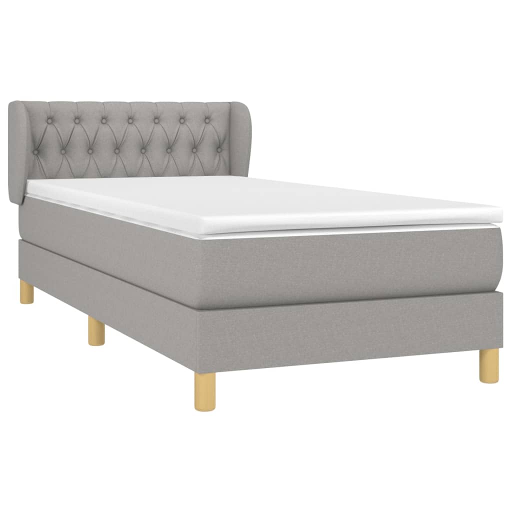 Boxspring met matras stof lichtgrijs 90x190 cm Bedden & bedframes | Creëer jouw Trendy Thuis | Gratis bezorgd & Retour | Trendy.nl