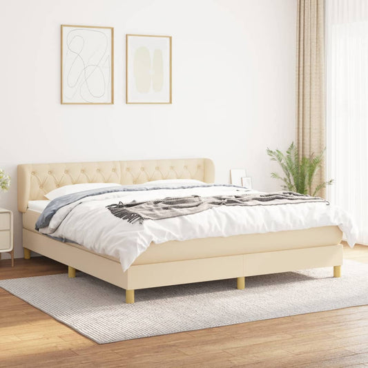 Boxspring met matras stof crèmekleurig 160x200 cm