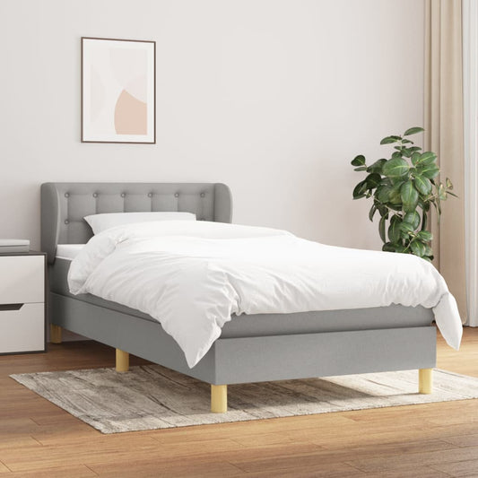 Boxspring met matras stof lichtgrijs 90x190 cm Bedden & bedframes | Creëer jouw Trendy Thuis | Gratis bezorgd & Retour | Trendy.nl