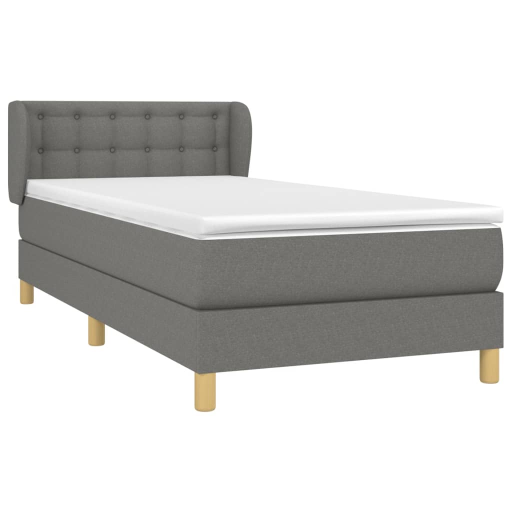 Boxspring met matras stof donkergrijs 90x190 cm Bedden & bedframes | Creëer jouw Trendy Thuis | Gratis bezorgd & Retour | Trendy.nl