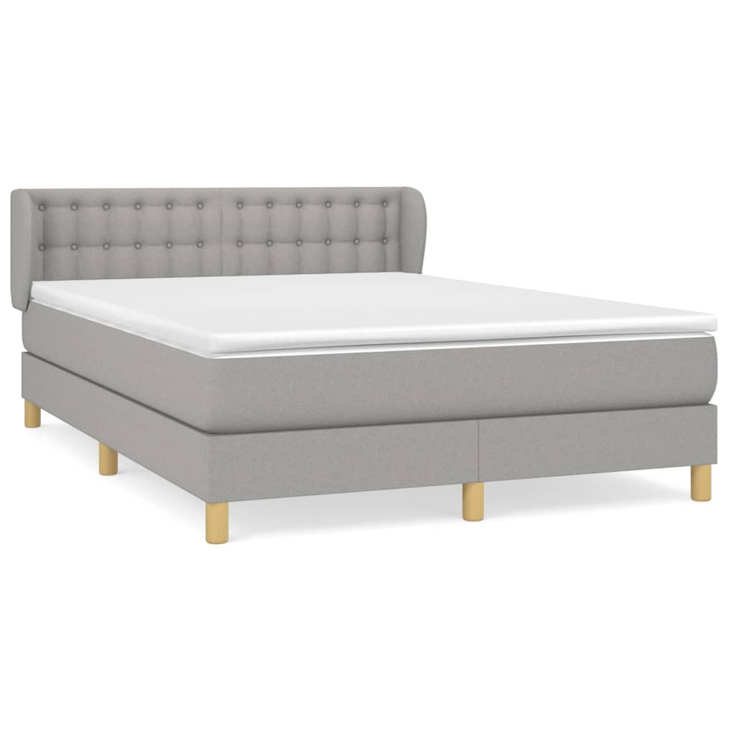 Boxspring met matras stof lichtgrijs 140x190 cm Bedden & bedframes | Creëer jouw Trendy Thuis | Gratis bezorgd & Retour | Trendy.nl