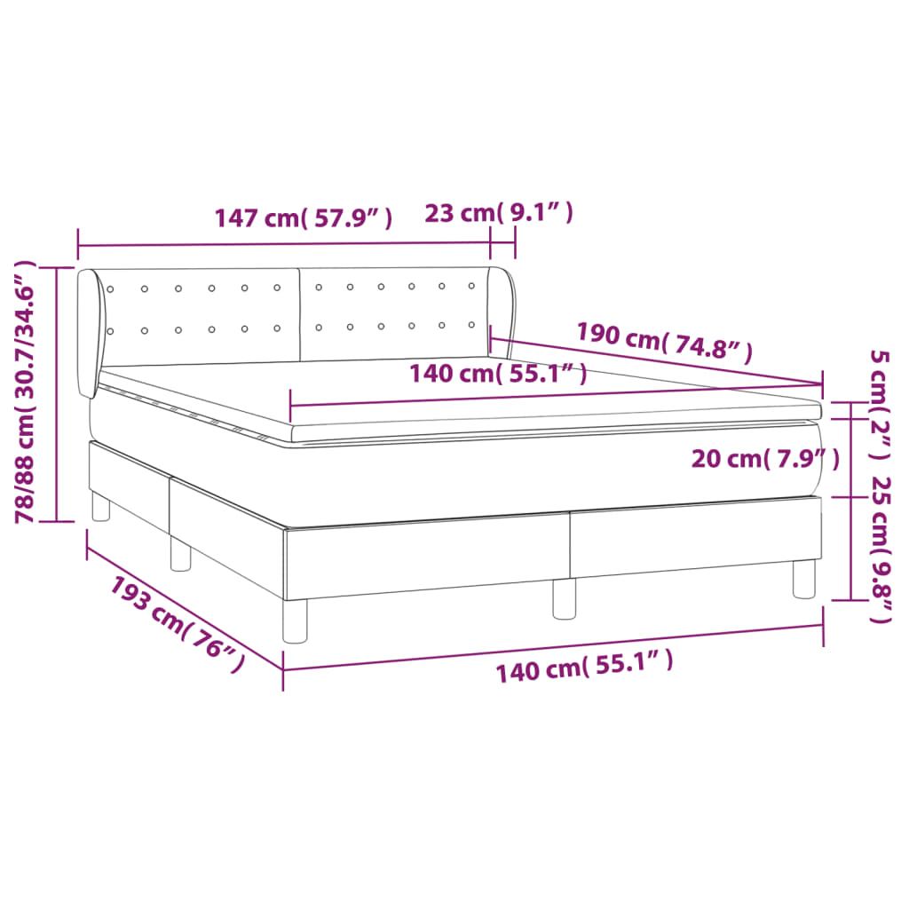 Boxspring met matras stof lichtgrijs 140x190 cm Bedden & bedframes | Creëer jouw Trendy Thuis | Gratis bezorgd & Retour | Trendy.nl