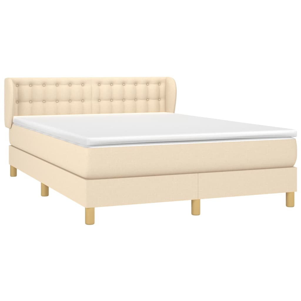 Boxspring met matras stof crèmekleurig 140x190 cm