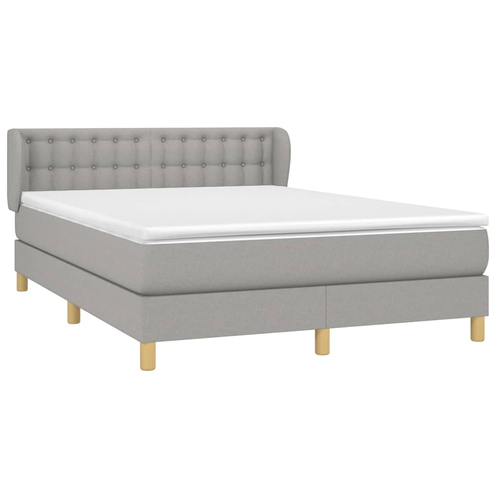 Boxspring met matras stof lichtgrijs 140x200 cm Bedden & bedframes | Creëer jouw Trendy Thuis | Gratis bezorgd & Retour | Trendy.nl