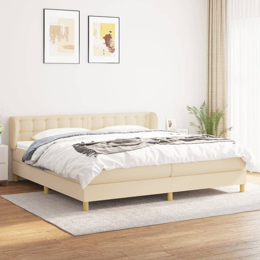 Boxspring met matras stof crèmekleurig 200x200 cm