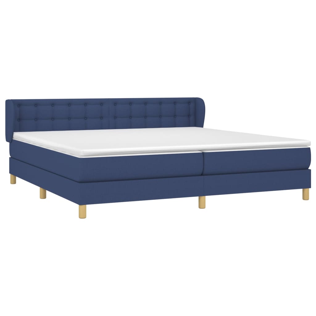 Boxspring met matras stof blauw 200x200 cm