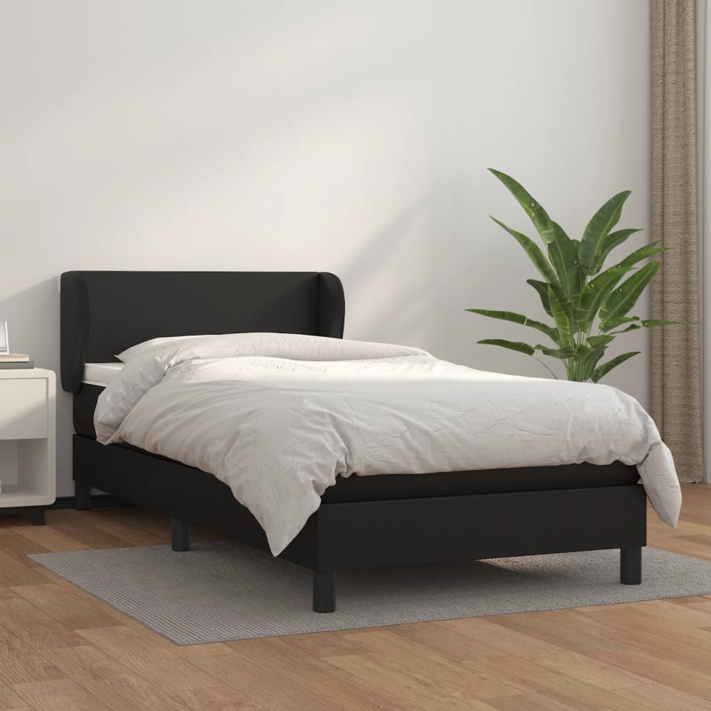 Boxspring met matras kunstleer zwart 80x200 cm