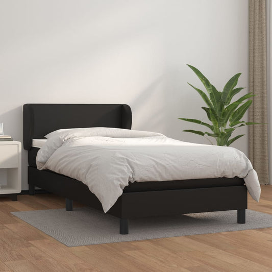 Boxspring met matras kunstleer zwart 90x190 cm