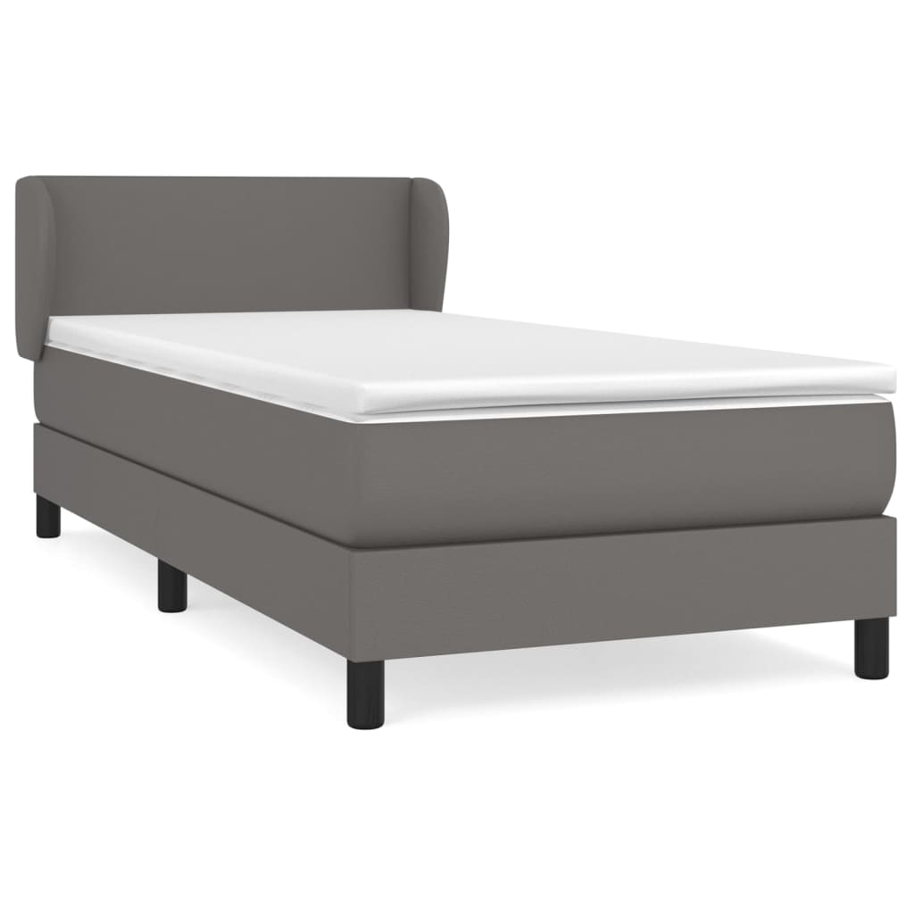 Boxspring met matras kunstleer grijs 90x190 cm