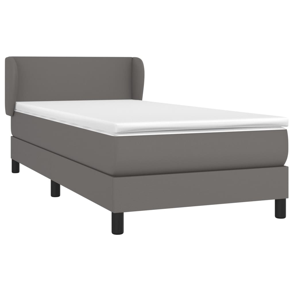 Boxspring met matras kunstleer grijs 90x190 cm