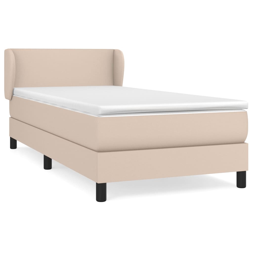 Boxspring met matras kunstleer cappuccinokleurig 90x190 cm