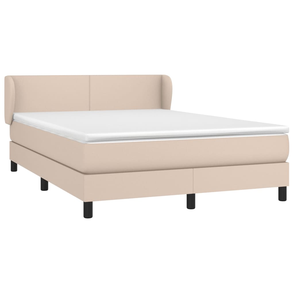 Boxspring met matras kunstleer cappuccinokleurig 140x190 cm