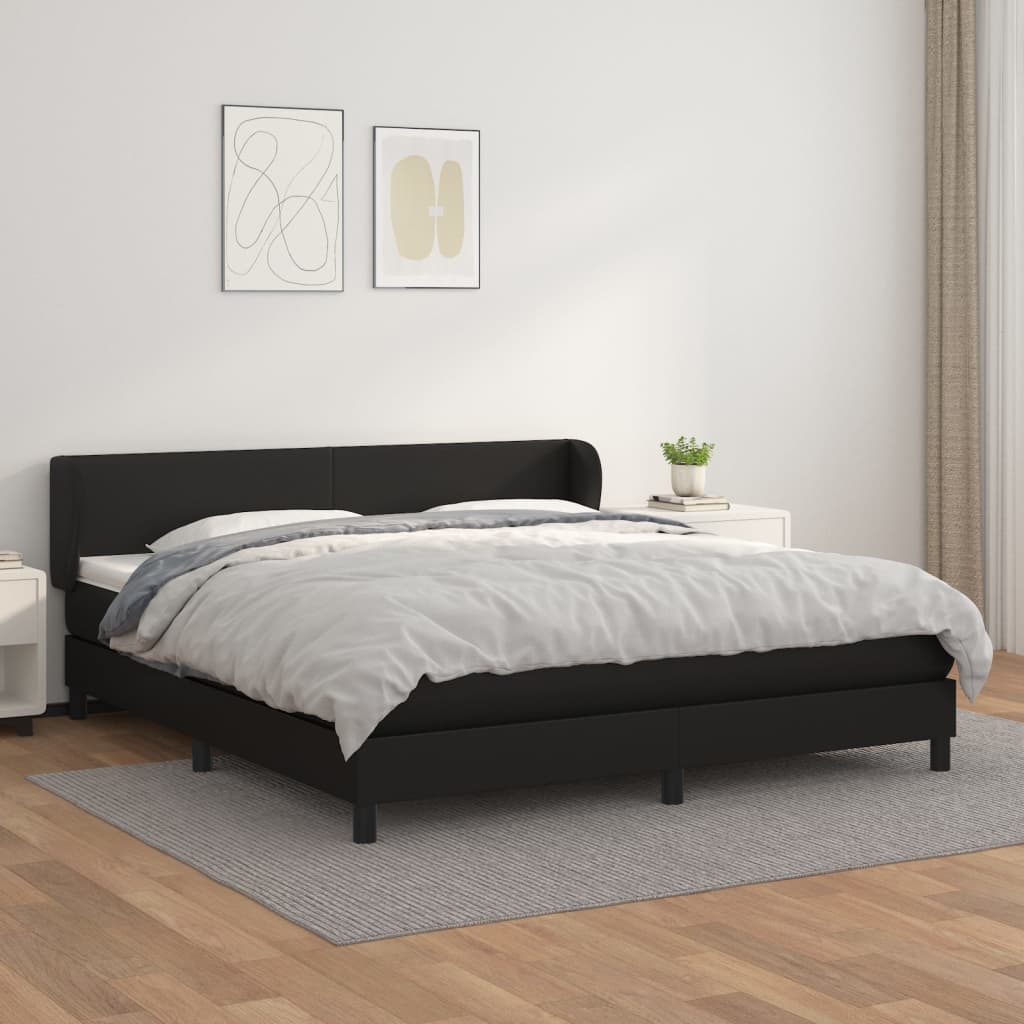 Boxspring met matras kunstleer zwart 160x200 cm